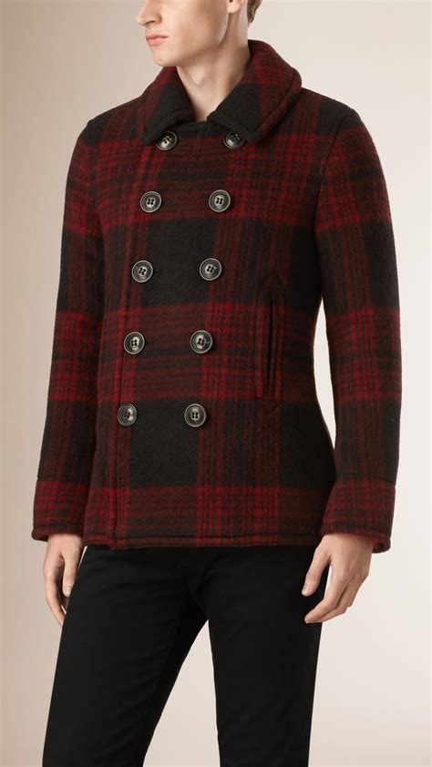 burberry pea coat red|burberry wool pea coats men's.